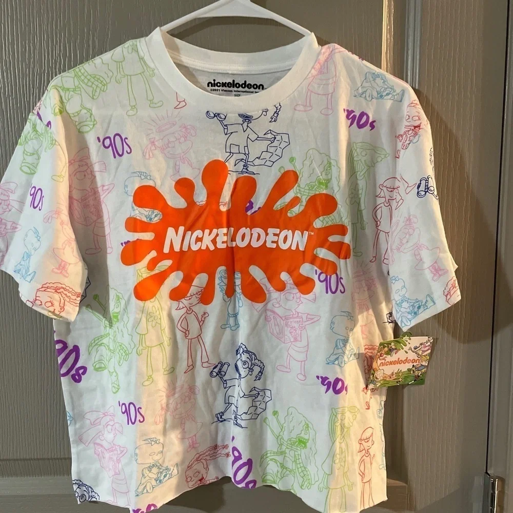 Nickelodeon Women's Cut Off T-Shirt Large 90s Rugrats